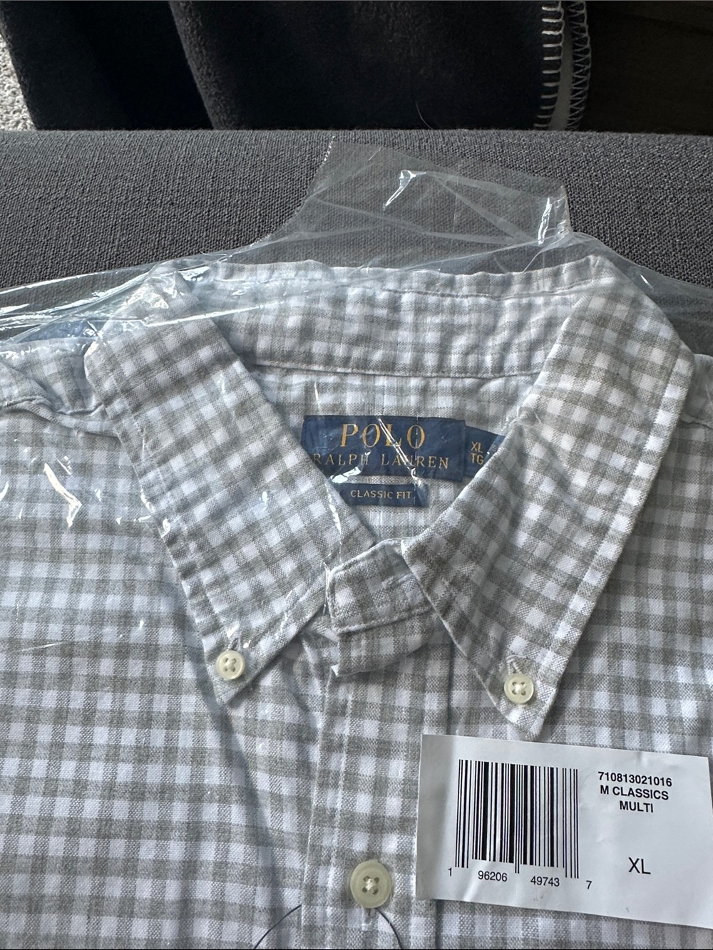 Polo by Ralph Lauren Light Gray & White Gingham Button-Down Shirt - Picture 3 of 3